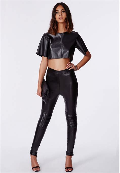 Missguided Faux Leather Crop Top In Black 30 Missguided Lookastic