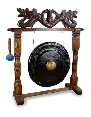 Great Asian Gong Bali Decor Brass Gong With Albezia Wood Frame