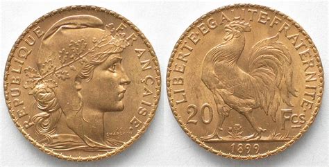 Frankreich France 20 Francs 1899 Marianne Rooster Gold Unc 36793