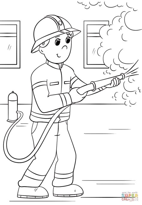 Cartoon Firefighter Coloring Page Free Printable Coloring Pages