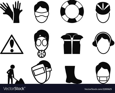 Work Safety Icons Set Royalty Free Vector Image