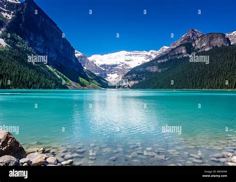 Beautiful Views Of Lake Louise In Banff National Park In The Rock