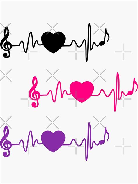 Music Heartbeat Sticker By Okihanashop Redbubble