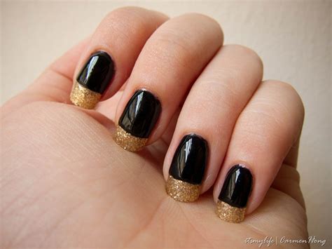 Nail Art Black Gold Tipped French Mani Style Its My Life
