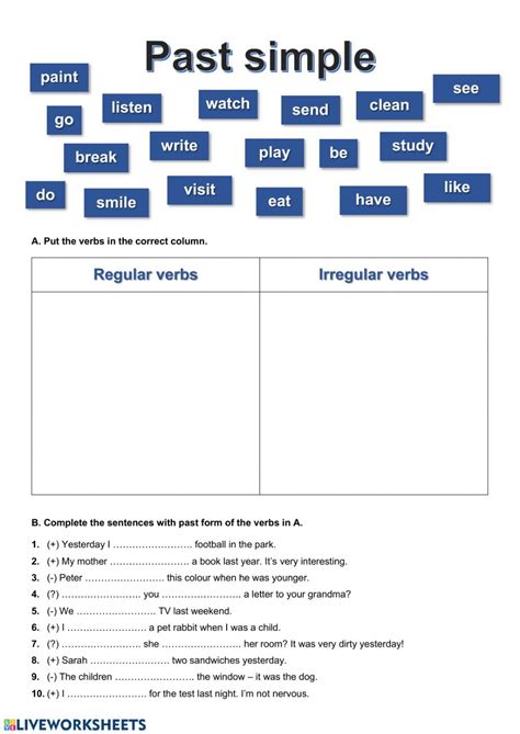 Past Simple Regular And Irregular Verbs Activity Artofit