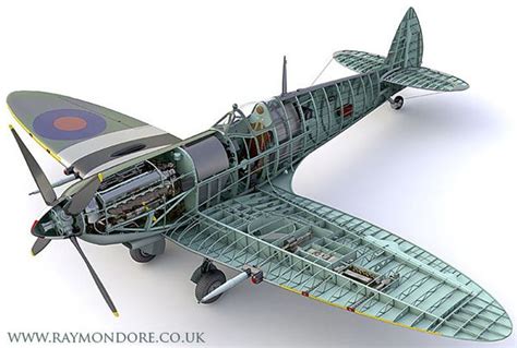 Cutaway Technical Illustration Aircraft Design Supermarine Spitfire