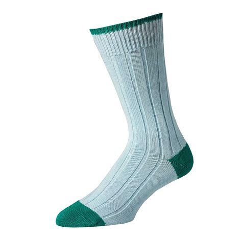 Blue Green Cotton Heel And Toe Socks Mens Country Clothing Cordings