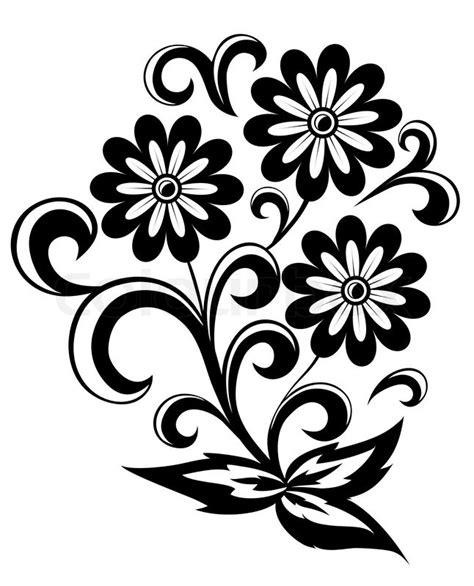 Black And White Abstract Flower With Stock Vector Colourbox