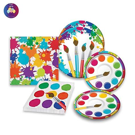 Art Party Supplies Pack Bundle For 16 Guests Dinner Plates Dessert