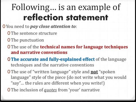 How To Write A Reflection Statement