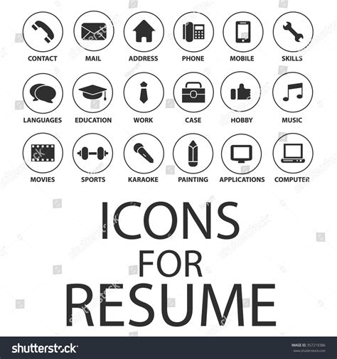 Ze bevatten informatie die ook in taal uitgedrukt kan worden. Icons Set For Your Resume, Cv, Job Image vectorielle ...