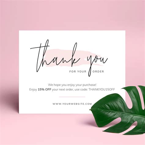 Business Thank You Card Template Editable Thank You For Order Etsy Ireland