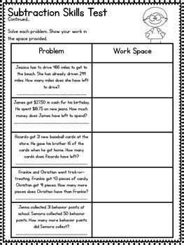 common core  grade subtraction assessment regrouping word problems