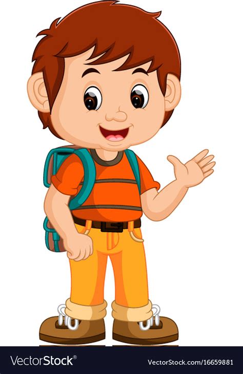 Cartoon Kid With Backpack
