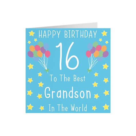 Grandson 16th Birthday Card Happy Birthday 16 To The Etsy