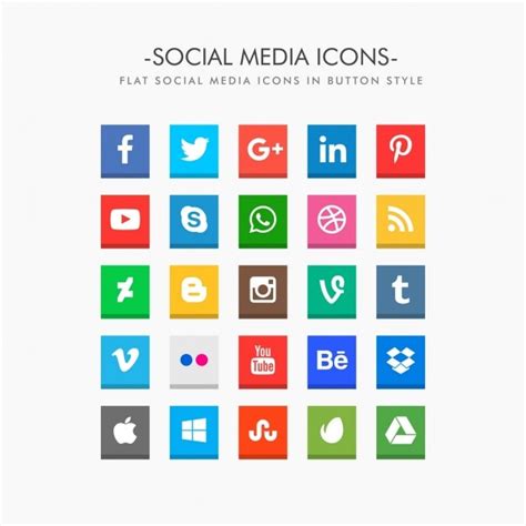 Flat Social Media Icons Pack Vector Free Download