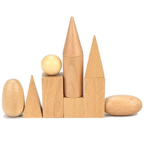 GEOMETRIC SOLIDS MONTESSORI Set Of Wooden 3D Shapes Early 13 26