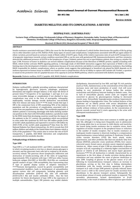 Pdf Diabetes Mellitus And Its Complications A Review