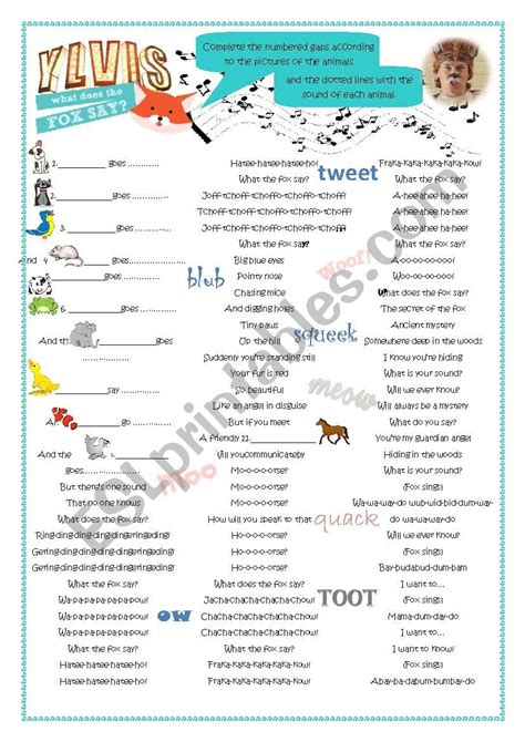 Song ´what Does The Fox Say´ Esl Worksheet By Nandogledson