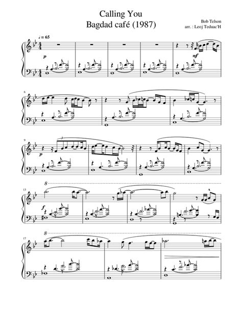 Callingyou Bagdadcafe Jazz Piano Arrangement Sheet Music For Piano