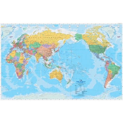 World Political Pacific Centred Wall Map Rolled Hema Maps