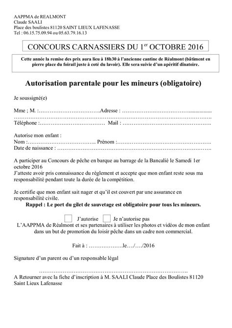 Lettre Autorisation Parentale