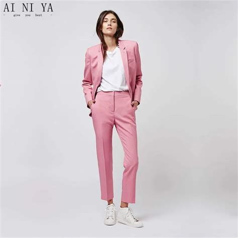 Jacketpants Pink Women Business Suits Formal Office Suits Work Slim