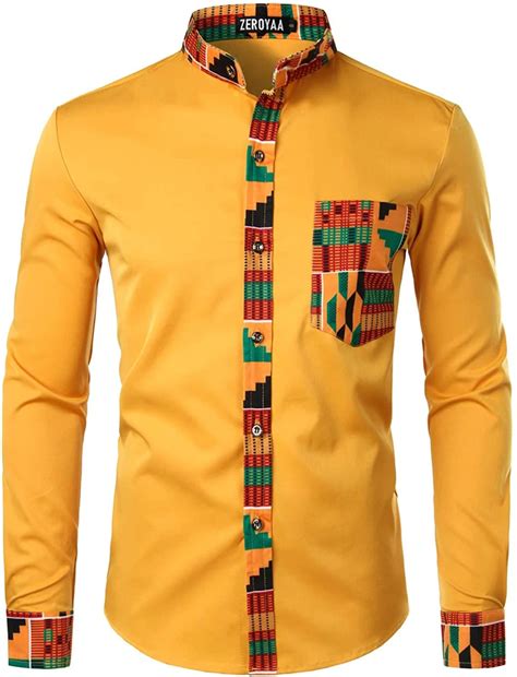 Zeroyaa Mens Hipster African Tribal Graphic Patchwork Design Slim Fit