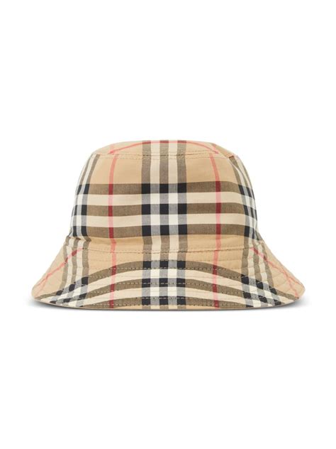 Burberry Kids Vintage Check Cotton Blend Bucket Hat In Beige Modesens