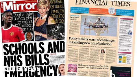 Newspaper Headlines Nhs Bills Emergency And New Era Of Inflation