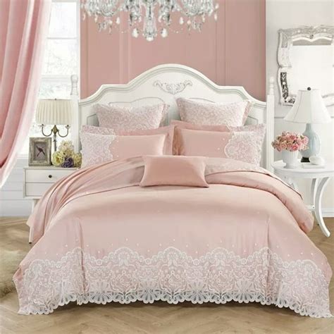 Image Of 4 Pcs Luxury Crochet Lace Dusty Rose Cotton Candy Pink Bubblegum Light Pink Duvet