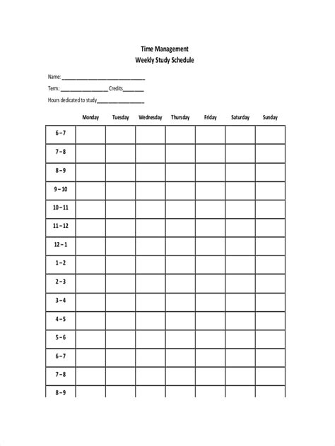 time management schedule examples samples