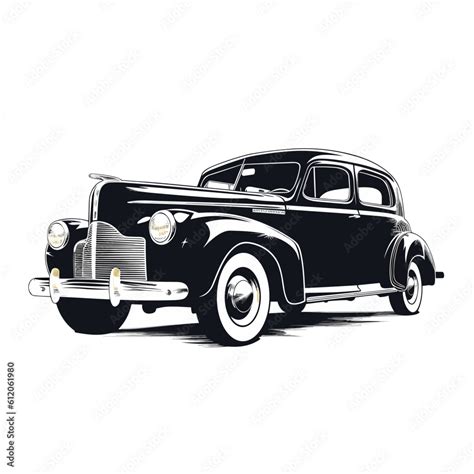 Vintage Car Silhouette Vector Illustration White Background Stock