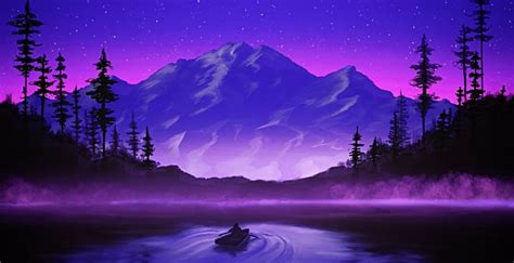Wallpaper Boating In Night Mountain Lake Beautiful And Calm Desktop