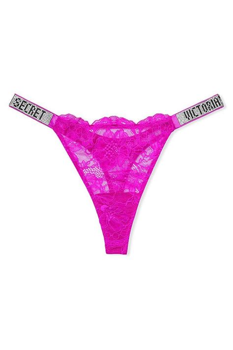 Victorias Secret Bombshell Shine Strap Lace Thong Panty Victorias