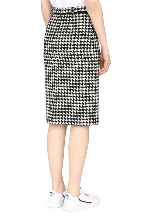 Msgm Houndstooth Check Pencil Skirt In Black Lyst