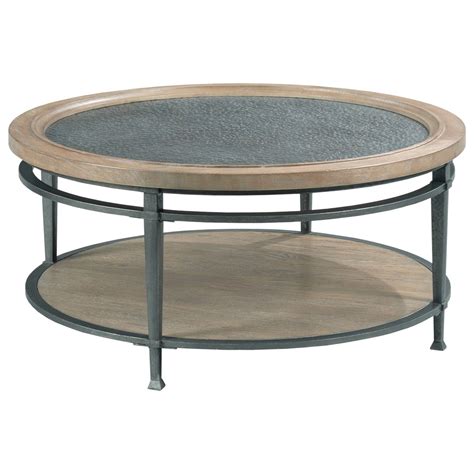 Hammary Austin Transitional Round Coffee Table With Glass Top Sheely