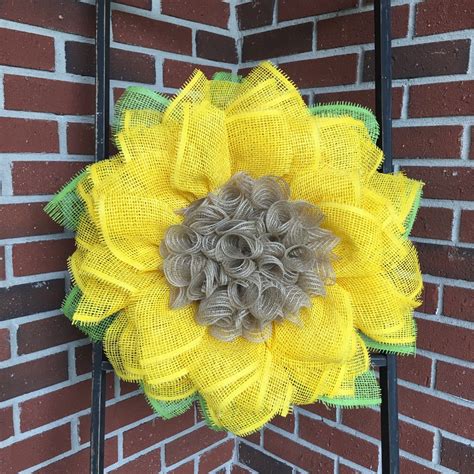 Sunflower Wreath, Sunflower Burlap Wreath, Burlap Sunflower Wreath, Summer Wreath, Sunflower ...