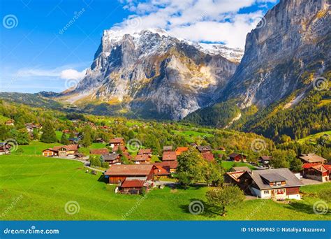 Grindelwald Switzerland Village And Mountains View Stock Image Image