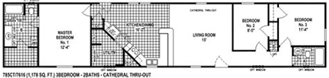 The width of single wide manufactured homes varies between 10 ft to 18 ft. Single Wide Mobile Home Floor Plan Spring View 785CT