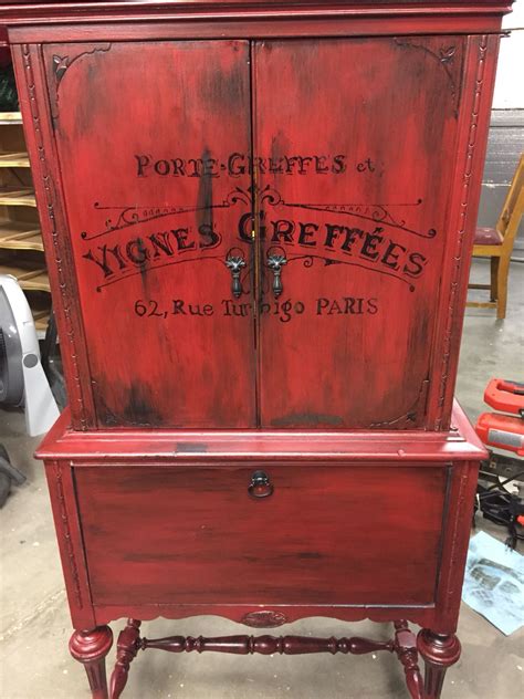 Old Radio Cabinet Repurposed Painted With French Typography