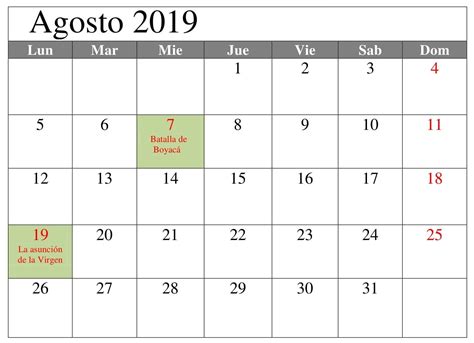 Veo que en tu calendario hay varias rutinas para hacer es hacerlas todas o hacer una sola? Calendario 2019 Gratis Agosto Con Festivos | Agosto ...