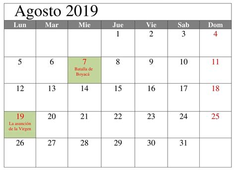 02 dia de santo eusébio de. Calendario 2019 Gratis Agosto Con Festivos | Agosto ...