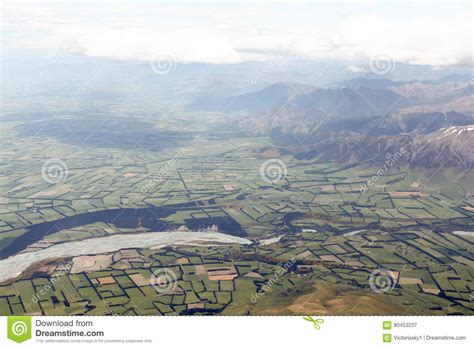 Aerial Photo Of Landscape Around Christchurch New Zealand