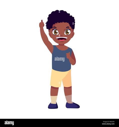 Young Boy Happy Character Standing Vector Illustration Stock Vector