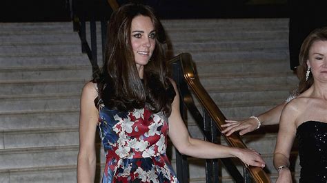 Duchess Kate Wears Floor Length Floral Gown With Sweeping Ruffle To