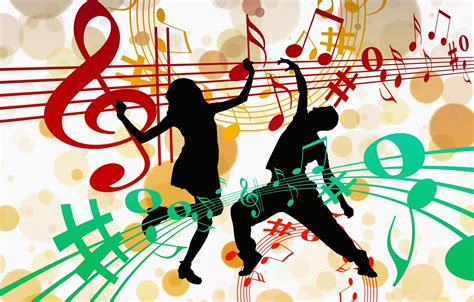 Wallpaper Notes Music Dance Silhouettes Images For Desktop Section