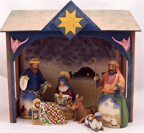 Jim Shore Heartwood Creek Nativity Manger Set Stable Mary Jesus Joseph