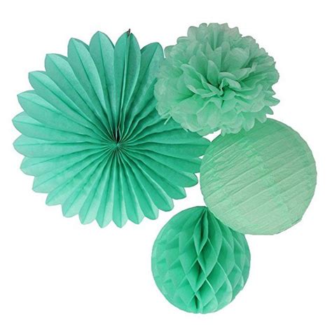 Sunbeauty Mint Series Mint Green Tissue Paper Pompom Paper Fan Mint