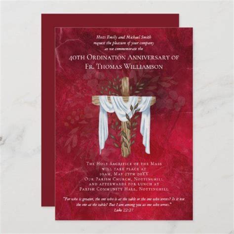 40th Ordination Anniversary Invitation Ruby Zazzle In 2022